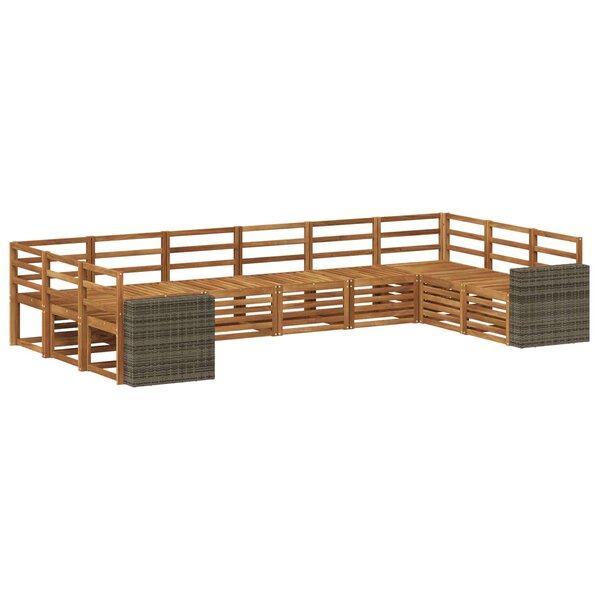 vidaXL Ensemble de canapés d'extérieur 10 Pièces Naturel
