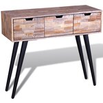 vidaXL Table console avec 3 tiroirs Bois de teck recyclé