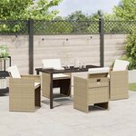 vidaXL Ensemble de salle à manger pour jardin 5 Pièces Beige Poly rotin