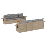 vidaXL Salon de jardin avec coussins 9Pièces mélange beige résine tressée