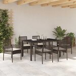 vidaXL Ensemble de salle à manger pour jardin 7 Pièces Marron Poly rotin