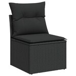 vidaXL Salon de jardin 7 Pièces avec coussins noir résine tressée