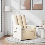 vidaXL Fauteuil de massage inclinable Crème Tissu