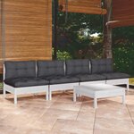 vidaXL Salon de jardin 5 Pièces avec coussins anthracite bois de pin