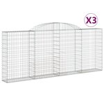 vidaXL Paniers à gabions arqués 3 Pièces 300x30x120/140 cm fer galvanisé