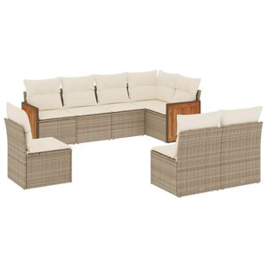 vidaXL Salon de jardin avec coussins 8 Pièces beige résine tressée