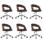 vidaXL Chaises pivotantes à manger lot de 6 bois courbé et similicuir