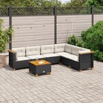 vidaXL Salon de jardin 7 Pièces avec coussins noir résine tressée