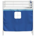 vidaXL Cadre de Lit Mezzanine pour Enfants avec Rideaux Blanc et Bleu