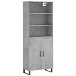 vidaXL Buffet haut Gris béton 69 5x34x180 cm Bois d'ingénierie