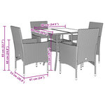 vidaXL Ensemble à manger de jardin et coussins 5 Pièces beige rotin verre