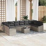 vidaXL Ensemble de canapé de jardin 11 Pièces Gris clair Poly rotin