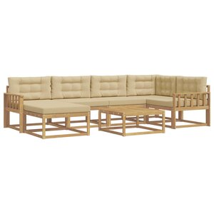 vidaXL Ensemble de canapés d'extérieur 7 pc Blanc et Beige