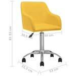 Vidaxl chaises pivotantes à manger lot de 2 jaune tissu