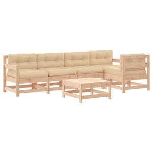 vidaXL Salon de jardin 6 Pièces avec coussins bois massif