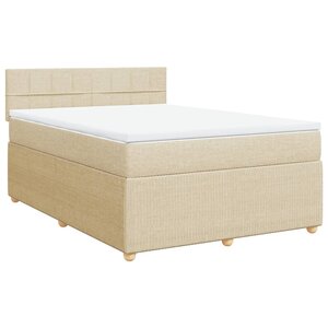 vidaXL Sommier à lattes de lit avec matelas Crème 140x190 cm Tissu