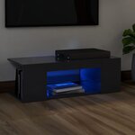 vidaXL Meuble TV avec lumières LED Gris 90x39x30 cm