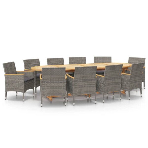 vidaXL Ensemble à manger de jardin 11 Pièces avec coussins Gris