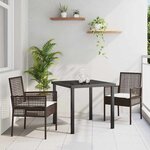 vidaXL Ensemble de salle à manger pour jardin 3 Pièces Marron Poly rotin