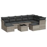 vidaXL Salon de jardin avec coussins 10 Pièces gris clair résine tressée