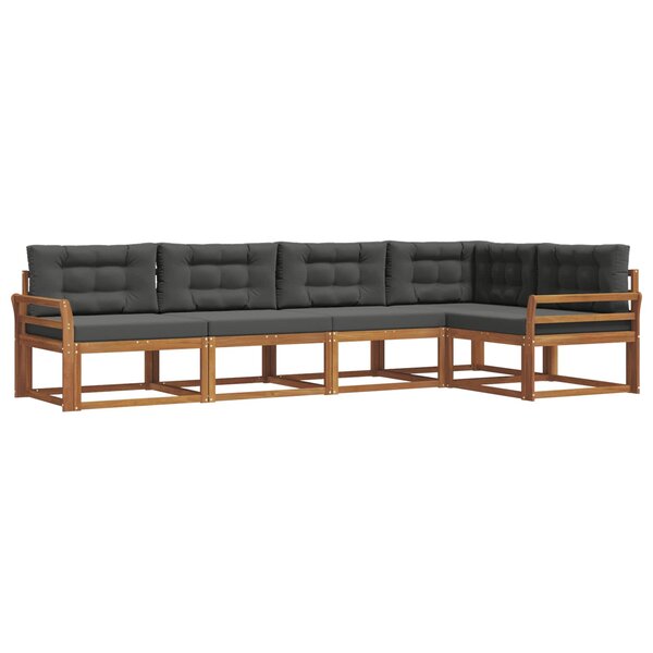 vidaXL Ensemble de canapés d'extérieur 5 Pièces Naturel et Anthracite