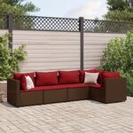 vidaXL Salon de jardin 5 Pièces avec coussins Marron Résine tressée