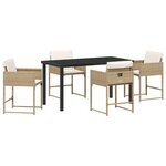 vidaXL Ensemble de salle à manger pour jardin 5 Pièces Beige Poly rotin