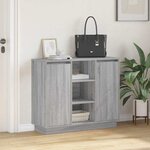 vidaXL Buffet LED Gris Sonoma 90 x 32 x 75 cm Bois d'ingénierie