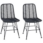 vidaXL Chaise de salle à manger 2 pc Rotin et métal Noir