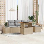 vidaXL Ensemble de canapé de jardin 6 Pièces Beige Poly rotin