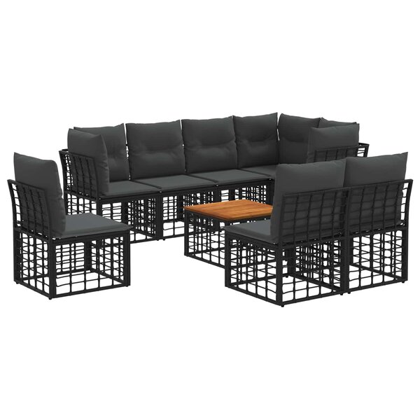 vidaXL Ensemble de canapés d'extérieur 9 Pièces Noir et Gris foncé