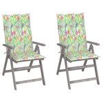 vidaXL Chaises inclinables de jardin 2 Pièces avec coussins Bois d'acacia
