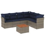 vidaXL Salon de jardin 7 Pièces avec coussins gris résine tressée