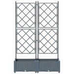 vidaXL Bac à fleurs avec Treillis Gris clair 80 x 40 x 125.5 cm PP