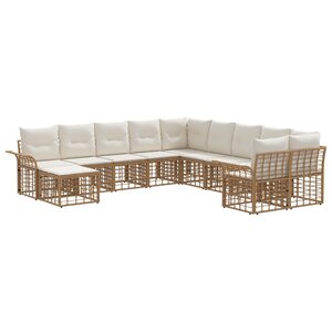 vidaXL Ensemble de canapés d'extérieur 11 pc Blanc Naturel et Crème