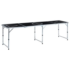 vidaXL Table de bière-pong pliable 240 cm Noir