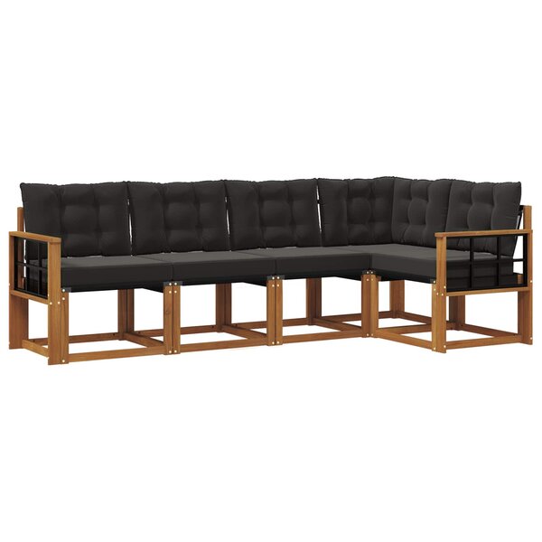 vidaXL Ensemble de canapés d'extérieur 5 pc Naturel et Noir
