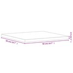 vidaXL Dessus de table 50x50x2 5 cm carré bois massif de hêtre