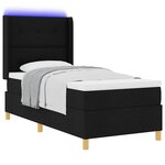 vidaXL Lit à ressorts avec bandes LED Noir 90 x 200 cm tissu