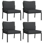 Salon de jardin meuble d'extérieur ensemble de mobilier 11 pièces avec coussins gris acier 02_0015327
