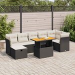 vidaXL Salon de jardin avec coussins 8 Pièces noir résine tressée acacia