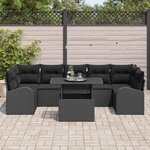 vidaXL Ensemble de canapé de jardin 8 Pièces Noir Poly Rattan