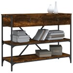 vidaXL Table console avec tiroirs et étagères chêne fumé
