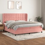 vidaXL Sommier à lattes de lit avec matelas Rose 200x200 cm Velours