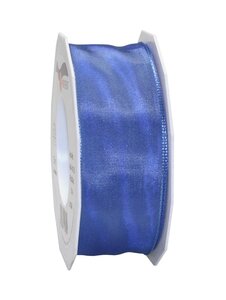 Ruban de soie acetat laitonné lyon 25-m-rouleau 40 mm indigo