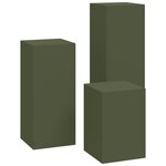 vidaXL Supports de Plante d'Extérieur Pilier 3 Pièces Acier Vert Olive