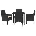vidaXL Ensemble de salle à manger pour jardin 5 Pièces Noir Poly rotin