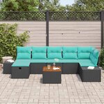 vidaXL Ensemble de canapé de jardin avec coussin 8 Pièces Noir Poly rotin