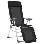 vidaXL Chaises de camping pliantes et repose-pied 2 Pièces noir textilène