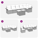vidaXL Ensemble de Canapé de Jardin 7 pièces avec Coussins en Rotin Poly Gris Clair